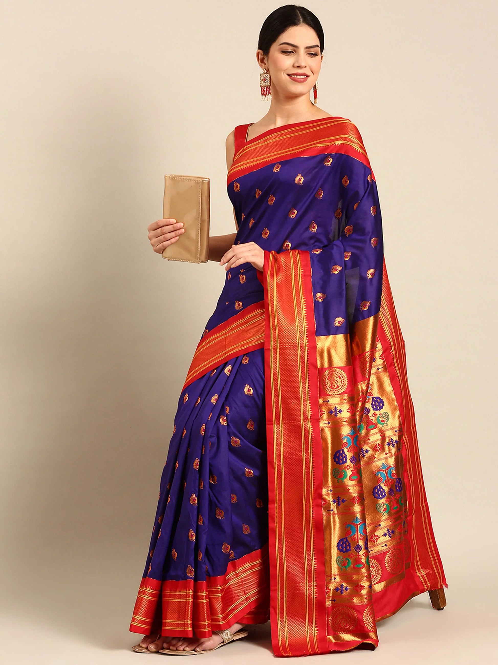 Usha Indigo Paithani flat lay