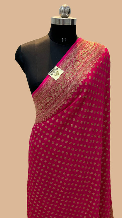Purana Rani Pink Banarasi flat lay