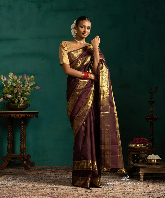 Kanchan Brown Kanjeevaram saree
