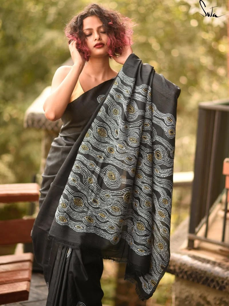 Krishna — Black Bandhani Silk