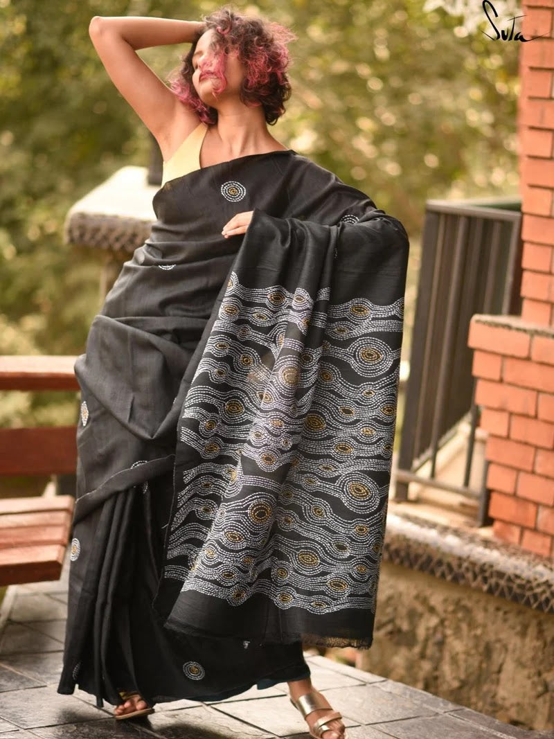 Krishna — Black Bandhani Silk