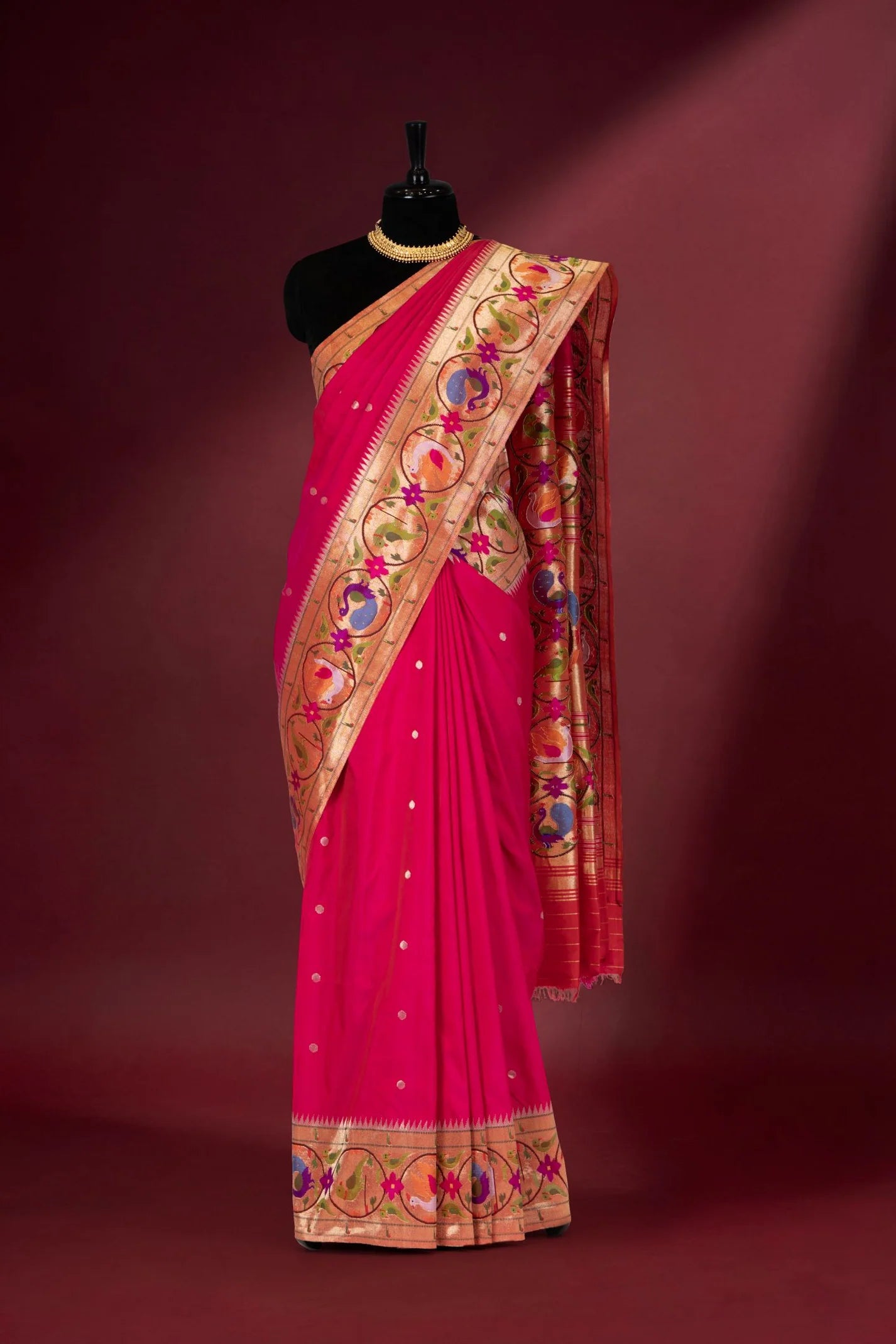 Rani Rani Pink Paithani flat lay