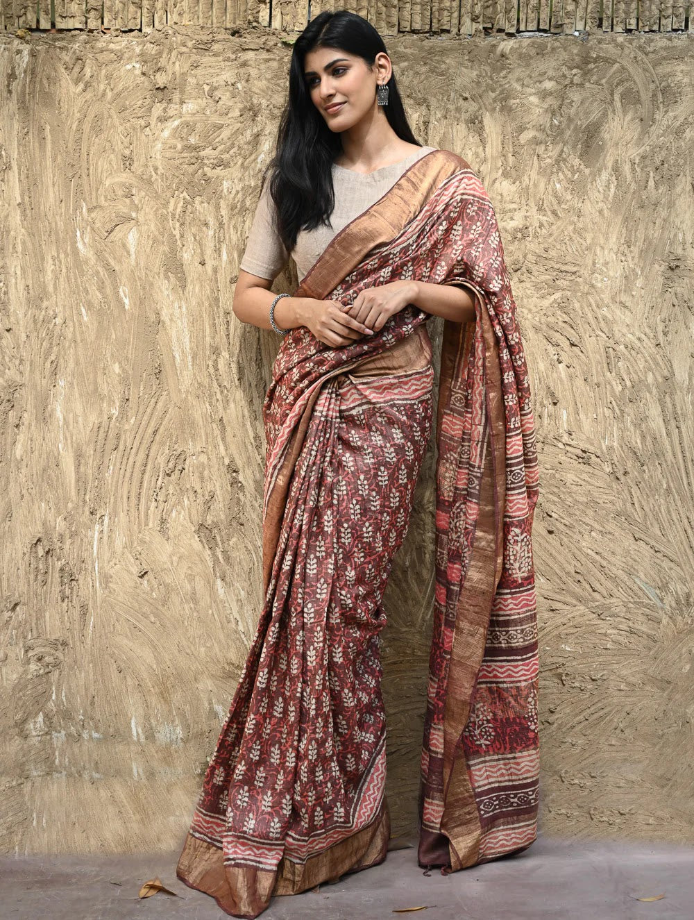 Vasudha — Maroon Tussar