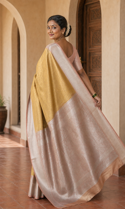 Hiranya Gold Kanjeevaram worn back