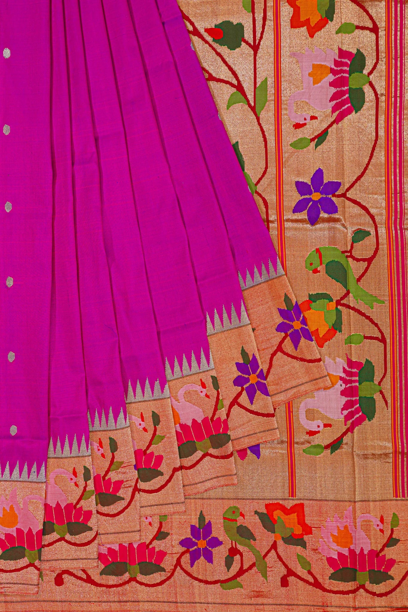 Pushparani Rani Pink Paithani flat lay