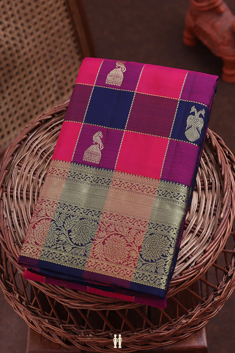 Neelambari Navy Kanjeevaram flat lay