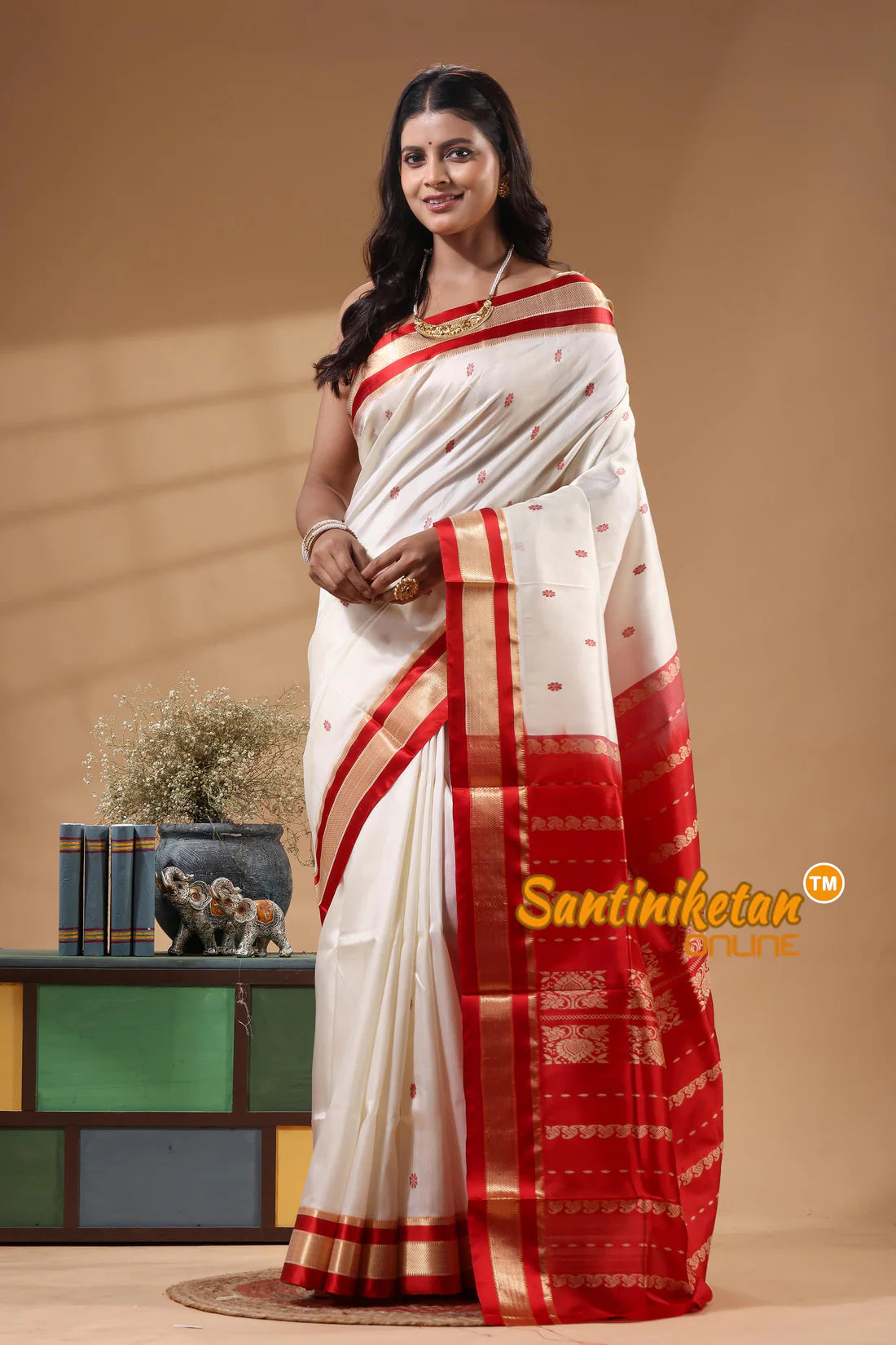 Garad White Bengal Silk saree