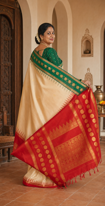 Kamalam Pink Paithani worn back