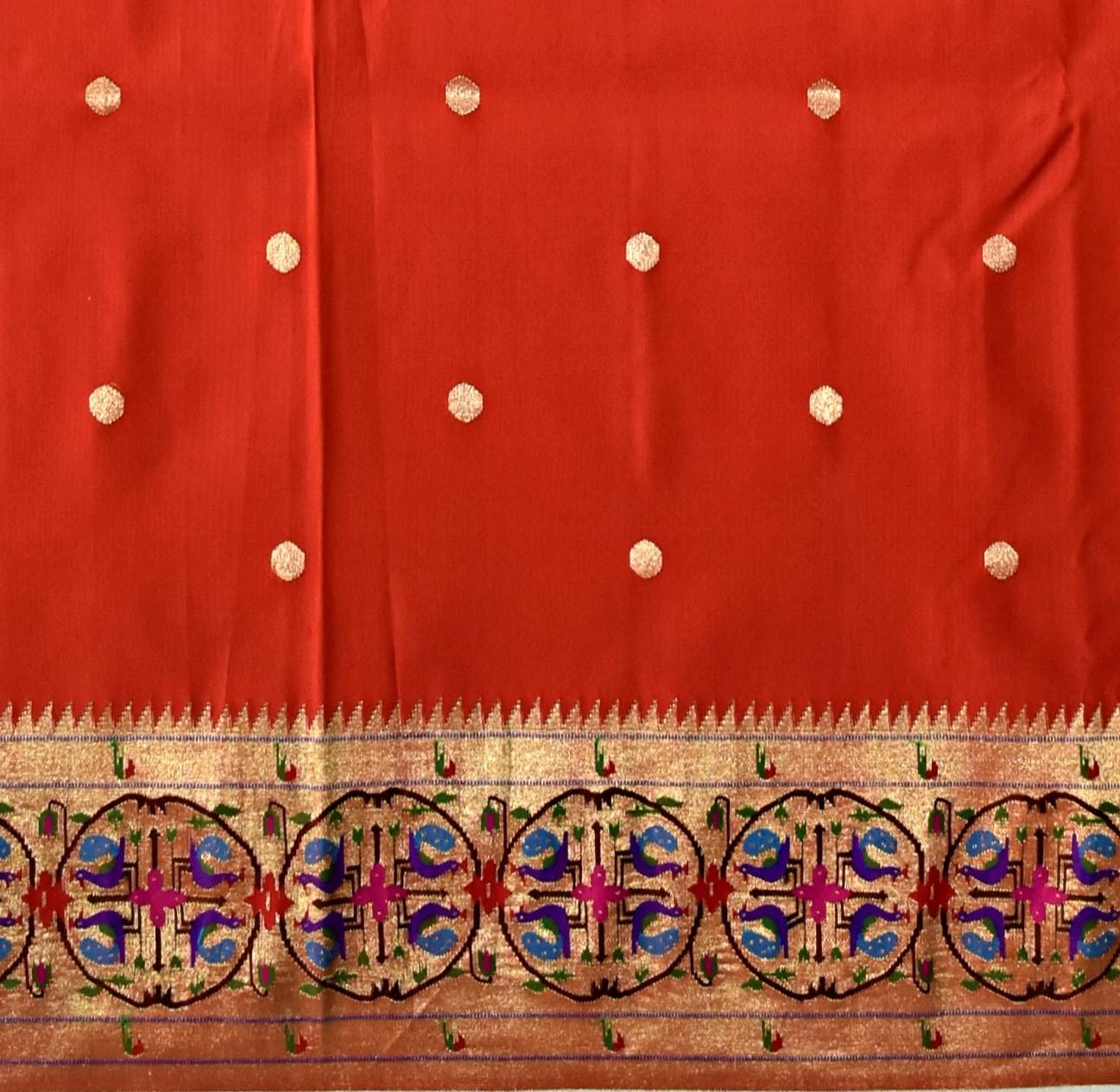 Morpankh Red Paithani flat lay