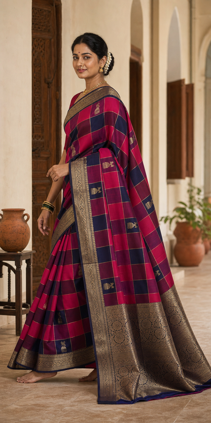 Neelambari Navy Kanjeevaram worn back