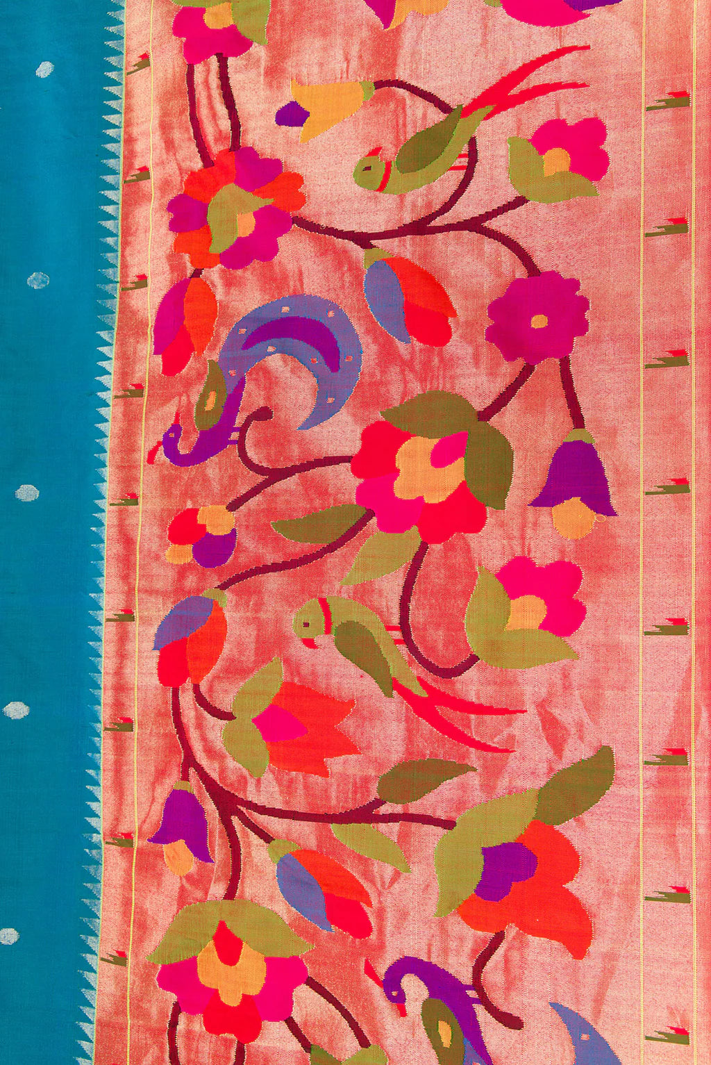 Neelkanth Peacock Blue Paithani flat lay