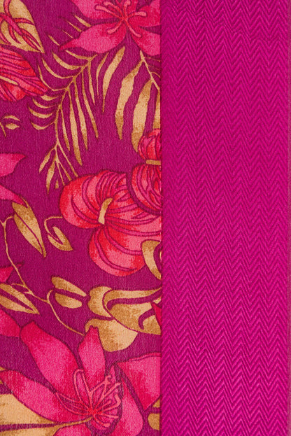 Vasanti Magenta Printed Silk flat lay
