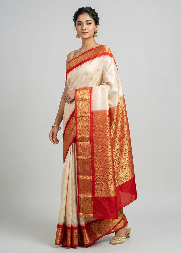 Shubhra Ivory Kanjeevaram saree