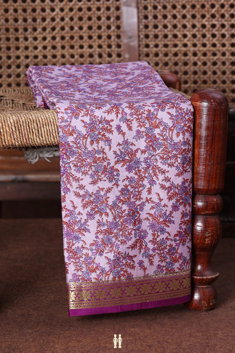Nazneen Lilac Banarasi saree flat lay