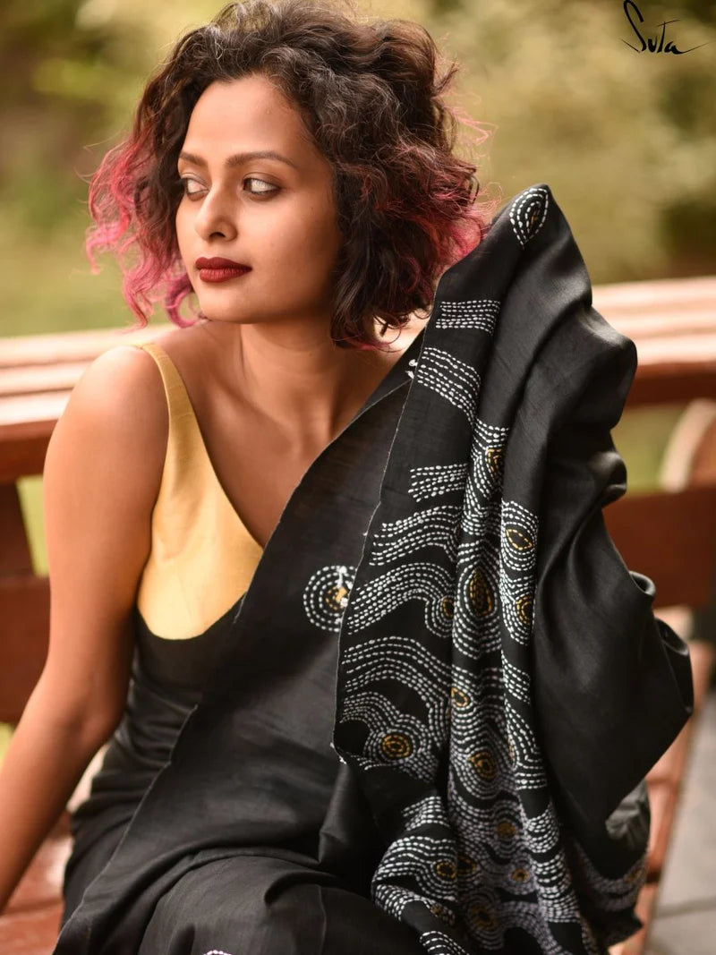 Krishna — Black Bandhani Silk