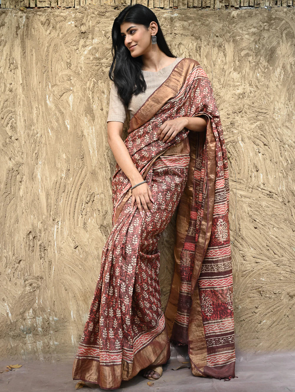 Vasudha — Maroon Tussar