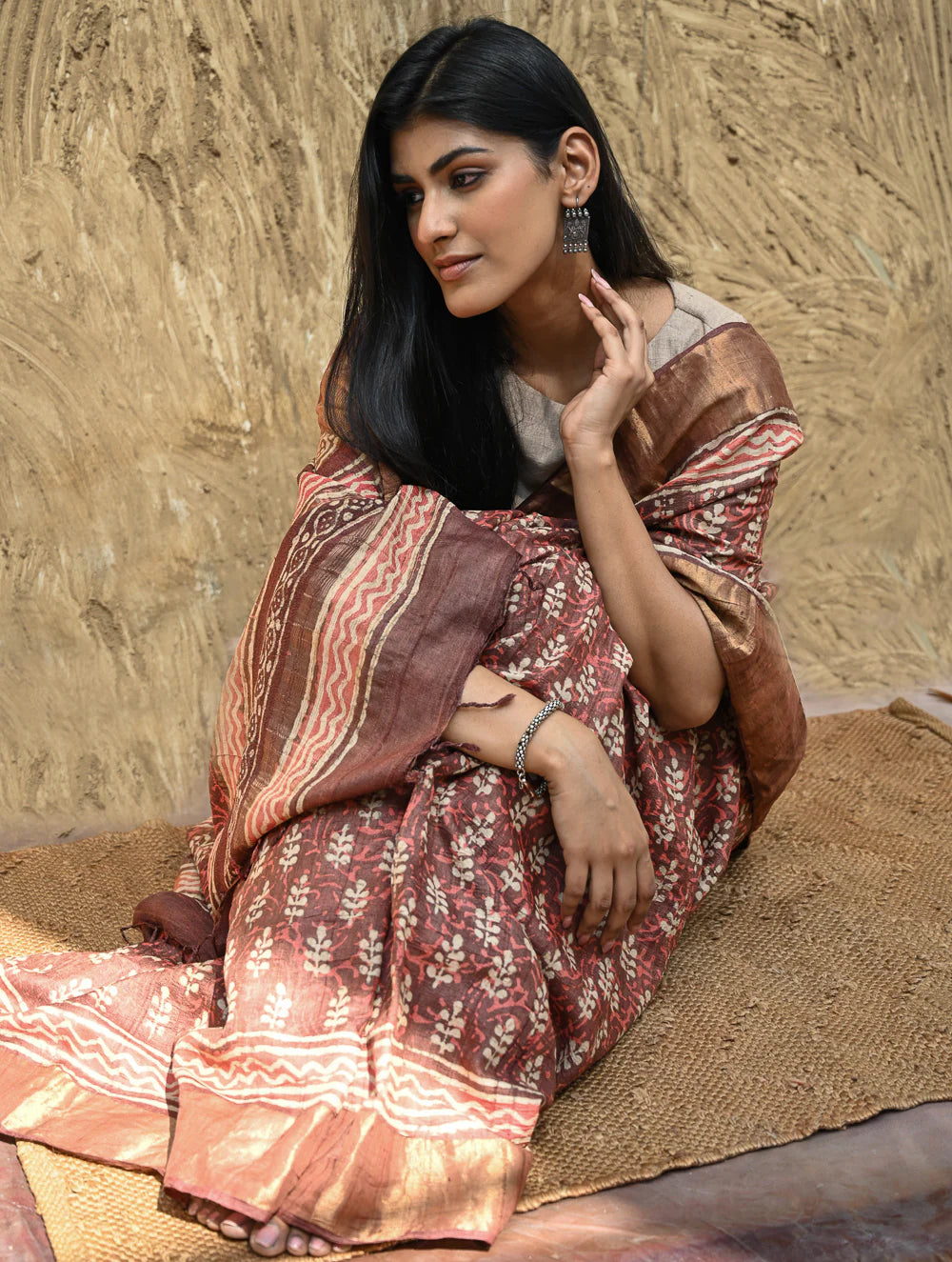 Vasudha — Maroon Tussar