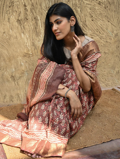 Vasudha — Maroon Tussar
