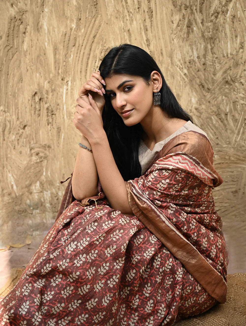 Vasudha — Maroon Tussar