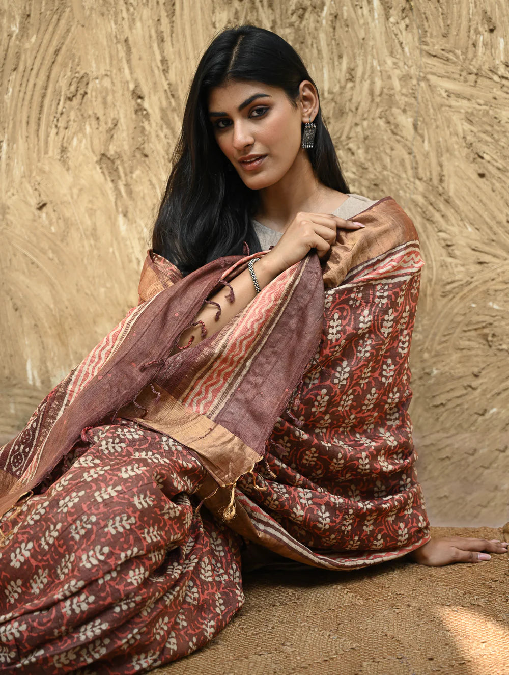 Vasudha — Maroon Tussar