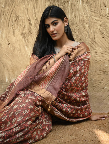 Vasudha — Maroon Tussar