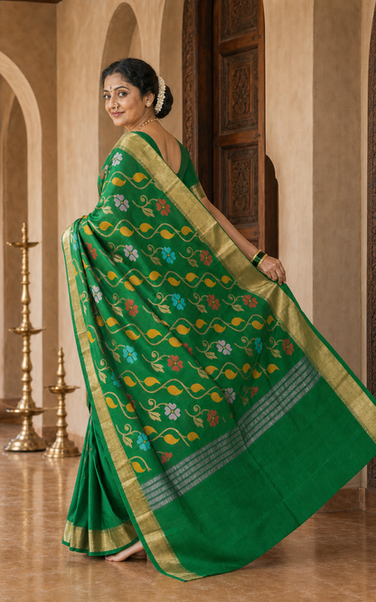 Vanmala Green Uppada worn back