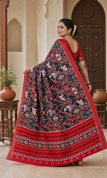 Narikunjar Red Patola worn back