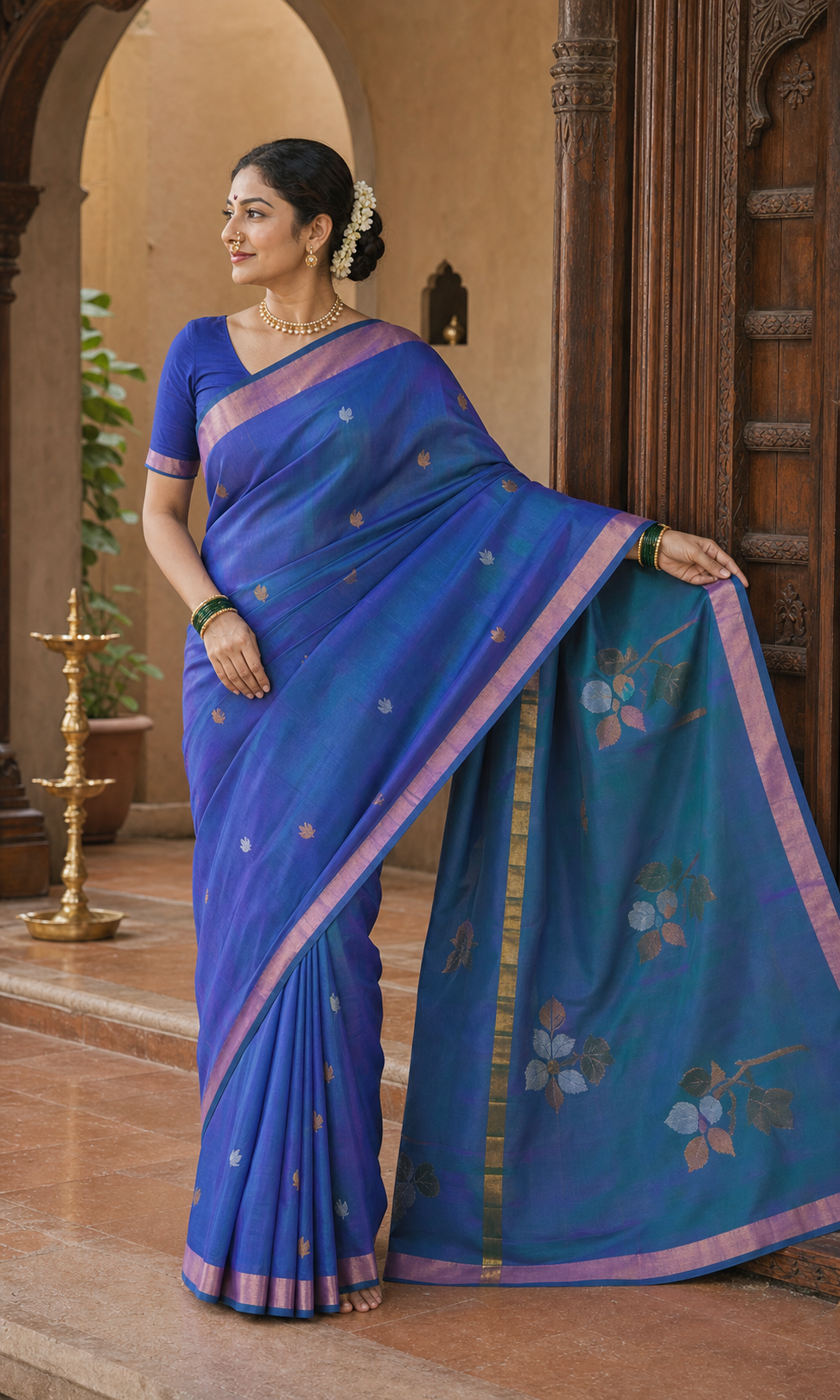 Marakata Green Uppada worn front