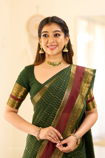 Reva Green Maheshwari saree