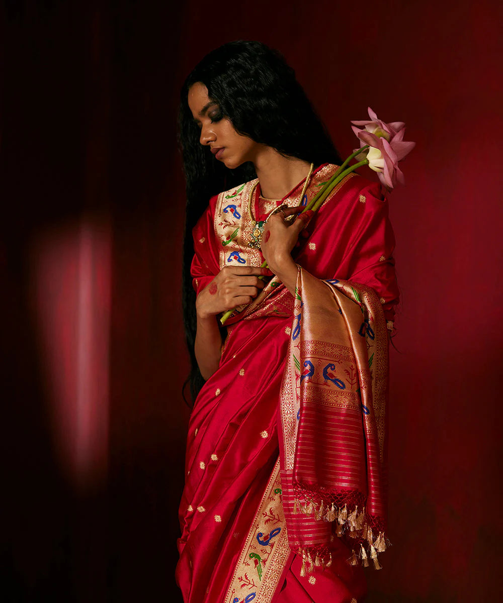 Shalini Red Paithani saree