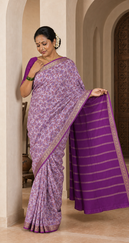 Nazneen Lilac Banarasi worn back