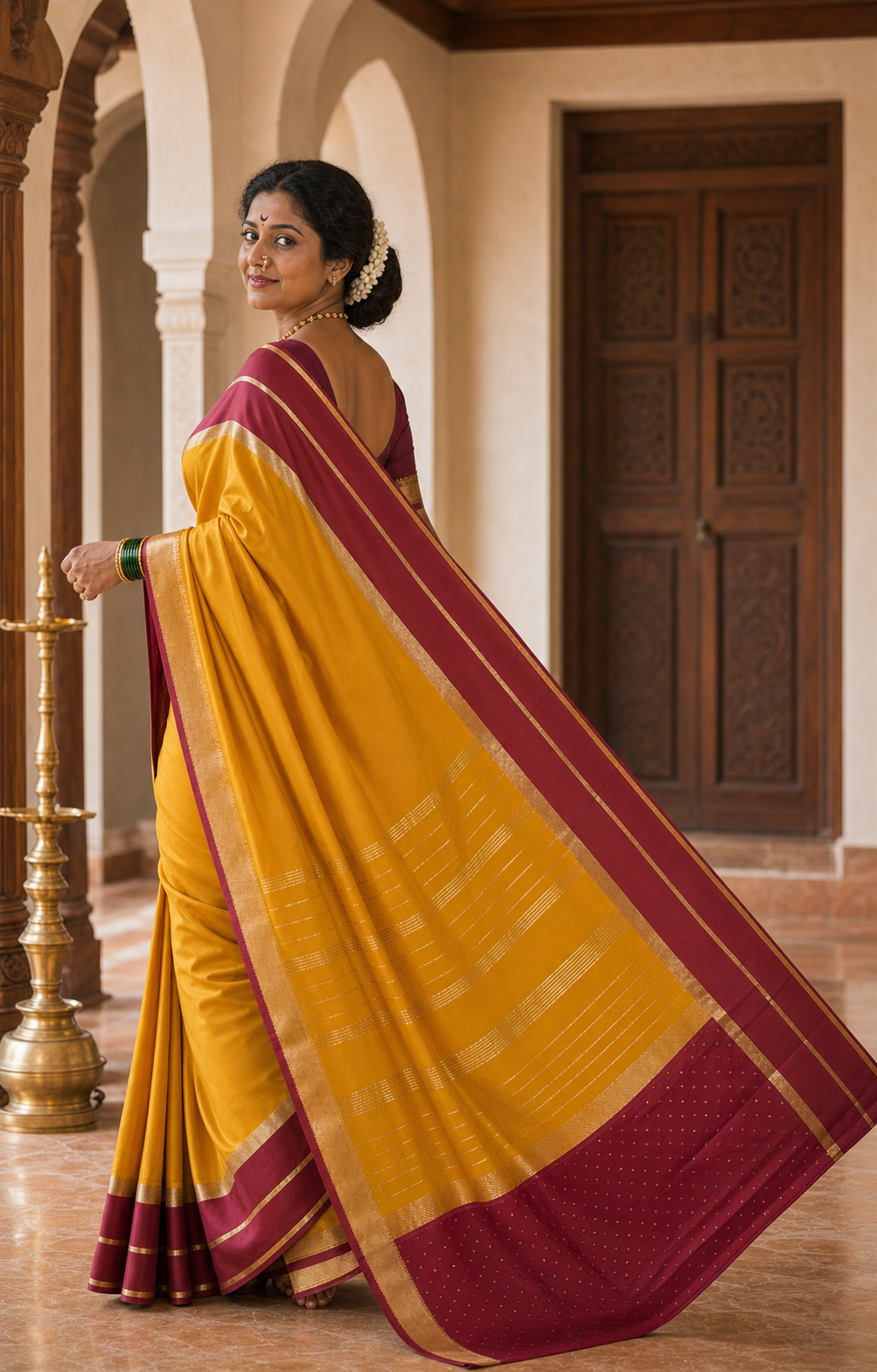 Chandani Purple Mysore Silk worn back