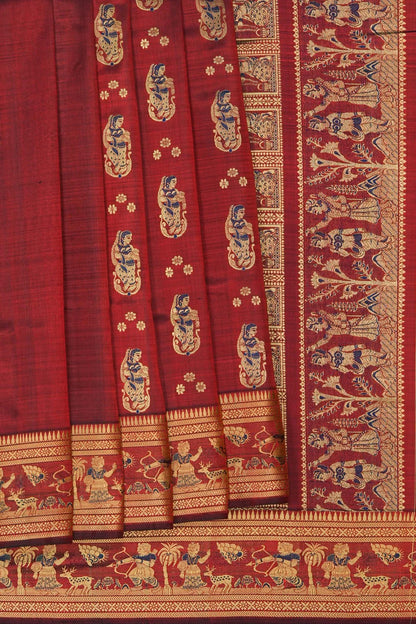 Kahaani Maroon Baluchari flat lay