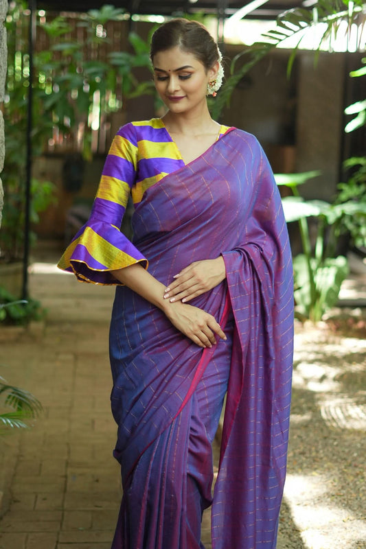 Indraneel Purple Handloom Silk saree