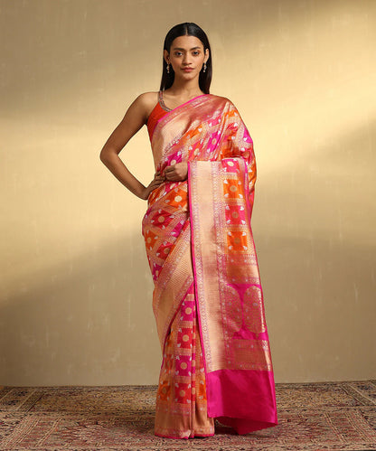 Jangla Pink Banarasi saree