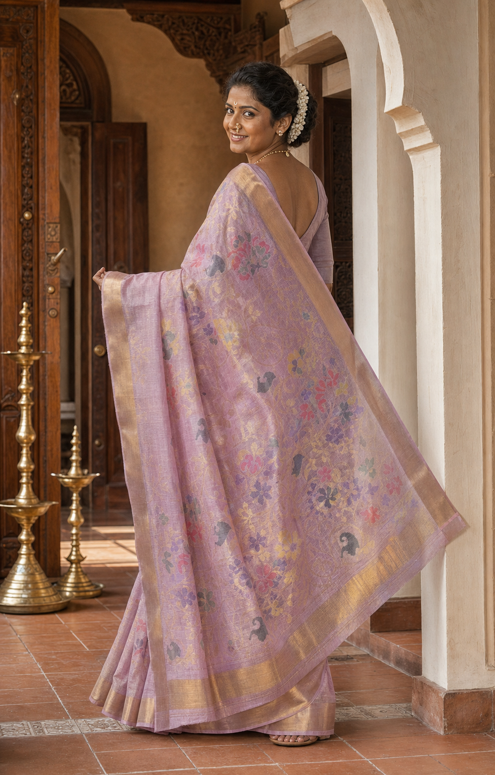 Chandrika Lilac Tissue worn back