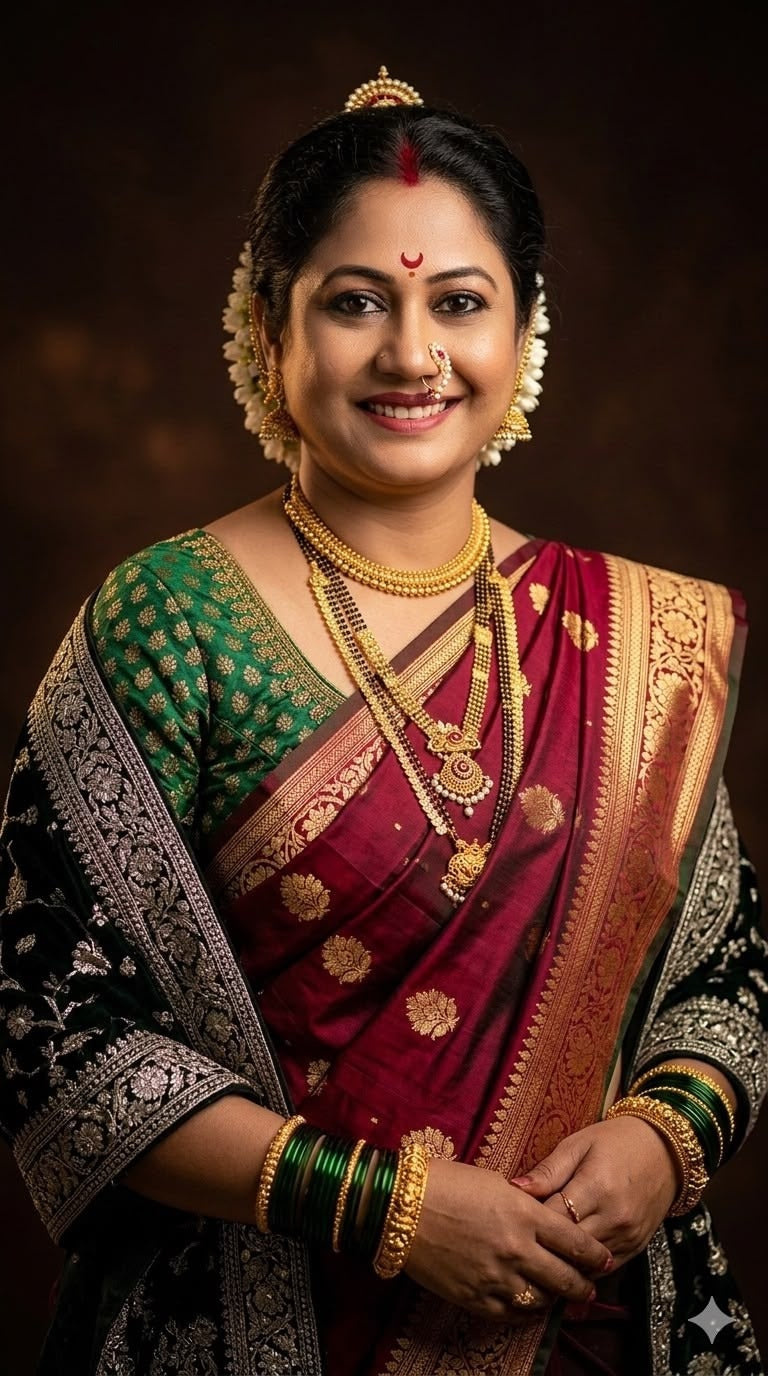 Bridal silk saree for a Maharashtrian wedding
